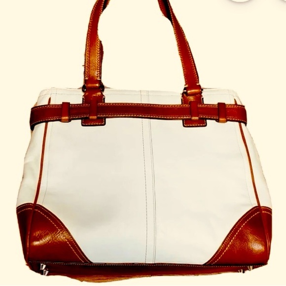 Coach Hampton White & Brown Leather Bag - Picture 3 of 7